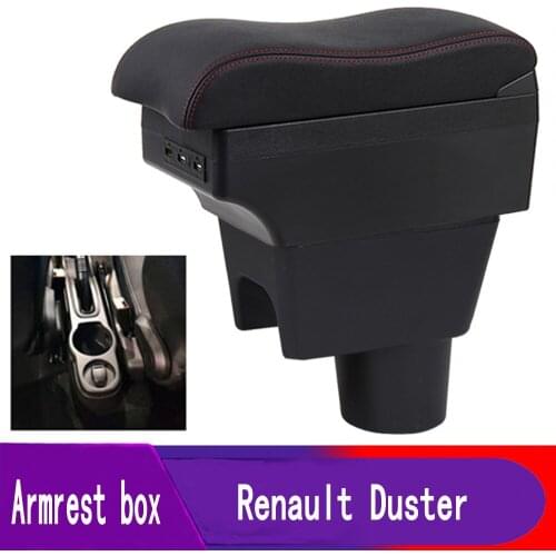 For Renault Duster Armrest box central Store content DUSTER armrest box with cup holder ashtray with USB interface