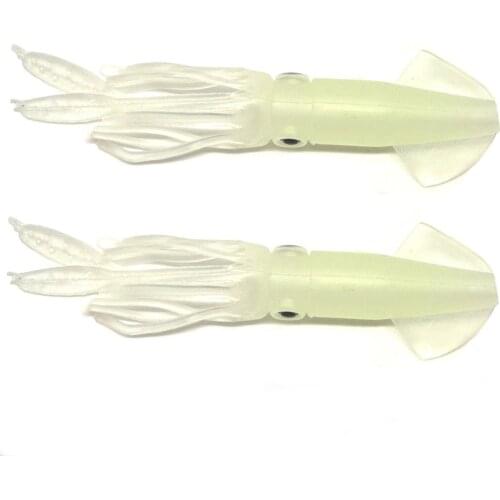 5Pcs/lot 8.2g /10cm Noctilucent Soft Squid Bait Octopus Baits Swimbait Saltwater Octopus Squid Skirt Luminous White Lures Baits