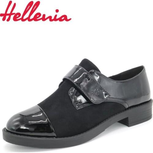 Hellenia New Autumn Dress Party shoes Pachwork with Magic Tape Formal Casual Footwear Brand Russian Lady Design PU leather