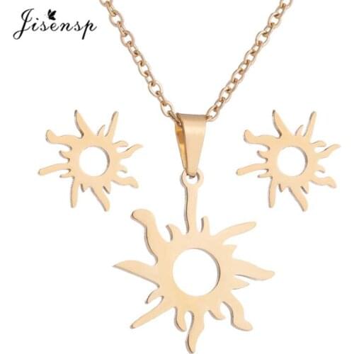 Jisensp Fashion Sun Jewelry Set Female Collar Vintage Star Moon Statement Pendants Necklaces for Women 2021 New Year Gift