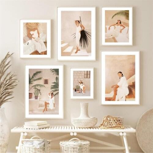 Canvas Painting Nordic Posters and Prints Abstract Fashion Girl Summer Read Stairs Rest Wall Art Pictures for Room Decor