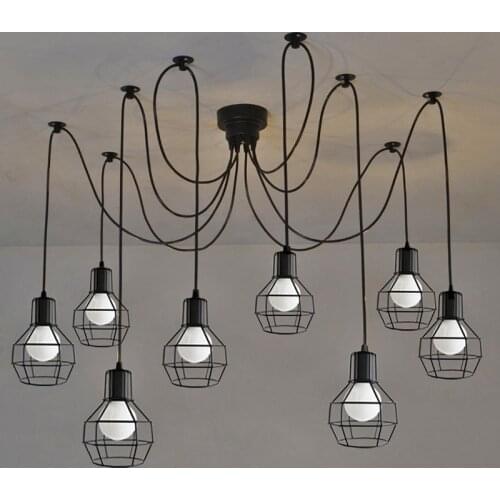 Art Spider Ceiling Lamp Fixture Light Modern Nordic Retro Edison Bulb Light Chandelier Vintage Loft Antique Adjustable lamps