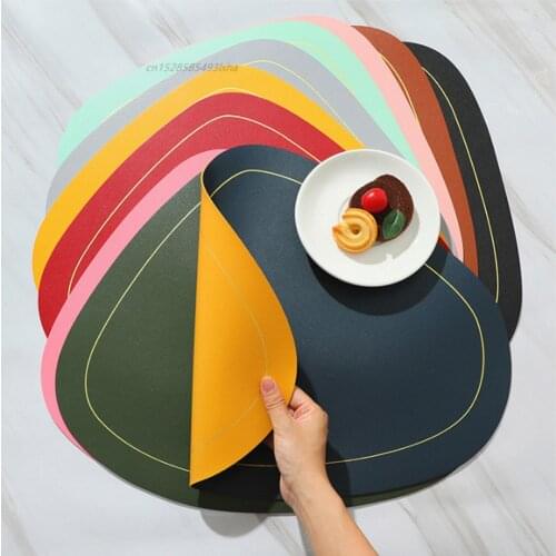 Nordic Style Western Placemat Double-layer Irregular Oil-proof Heat Insulation Pad Hotel Leather PVC Table Mat Dinner Plate Mat