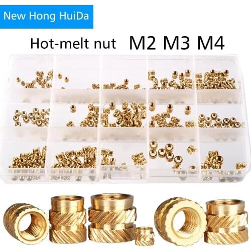 Brass Hot Melt Nut Nutsert Heating Molding SL-type Double Twill Knurled Injection Insert Nut Assortment Kit M2 M3 M4