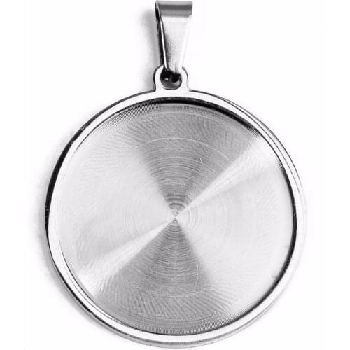 LOULEUR 5pcs/lot Stainless Steel Size 25mm Cabochon Cameo Base Tray Bezel Blank Fit Cabochon Necklace Bracelet Jewelry Making