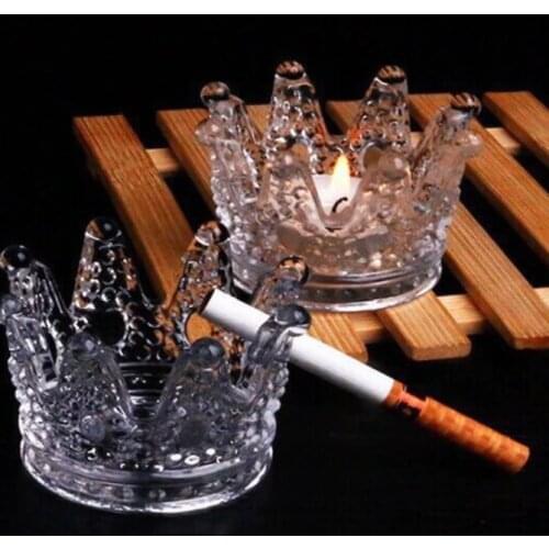 Multifunctonal crown shaped crystal glass ashtray cigarette ashtray cigar ashtray