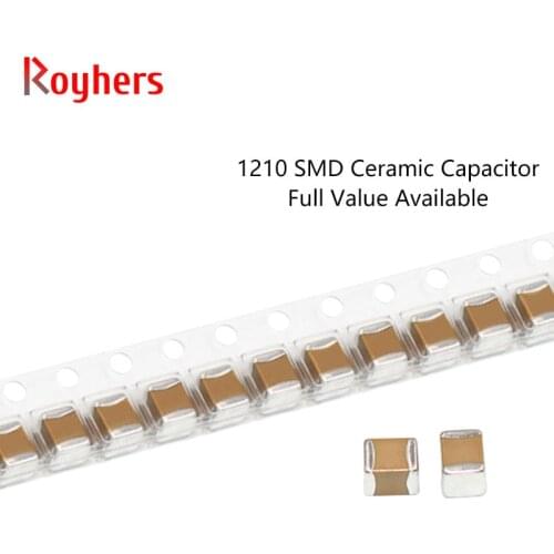 20Pcs 1210 SMD Capacitor Sets 10% 20% 3225 1uF 2.2uF 4.7uF 10uF 22uF 47uF 100uF 220uF 6.3V 50V Full Value Available MLCC DIY Kit