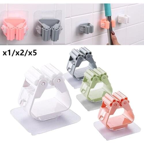 Wall Mounted Mop Holder Mop Organizer Hook Clean Brush Broom Hanger Rack Kitchen Bathroom Balcony Cleaning Tool Organize Hook