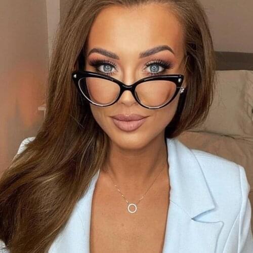 80083 TR90 Anti Blue Light Cat Eye Glasses Frame Spring Leg Optical Fashion Computer Eyeglasses for Men Women