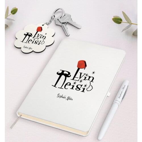 Personalized House Chieftain White Notebook Pen and Keychain Gift Seti-2 Reliable Quality Gift Casual Design Moment