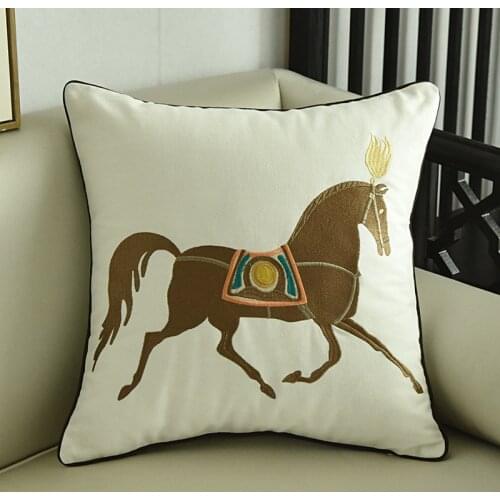 Embroidered pillow cushion model room living room sofa waist pillow light luxury bed fashion pillow hug pillowcase