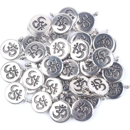 30pcs Antique Silver Yoga OM Charms Pendants for Jewelry Making Bracelet DIY Accessories Craft Handmade