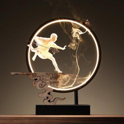 Luxury Metal Incense Burner Led Light Creative Sandalwood Ceramics Incense Burner Personality Base Incensario Home Decor EI50IB