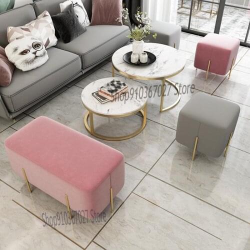 Nordic Creative Foot Stool Sofa Stool Living Room Home Low Stool Fabric Fitting Room Shoe Changing Stool