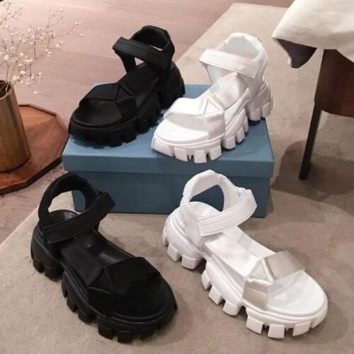 Thunder Women Platform Sandals Runway Sandalias Mujer 2020 Strap Thick Bottom Ladies Summer Shoes Hook&Loop Zapatos De Mujer