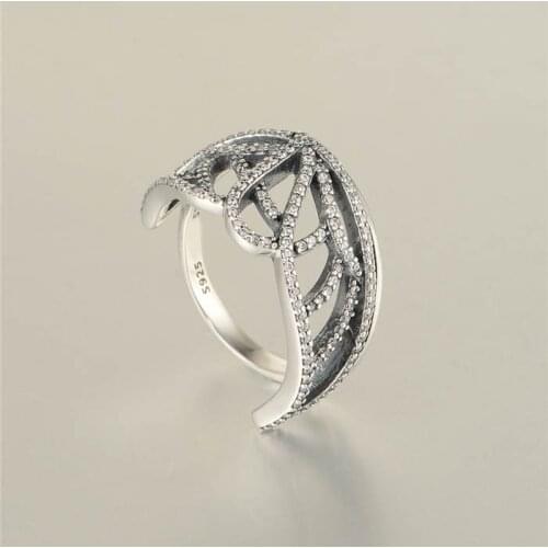 New Butterfly Wing 925 Sterling Silver Ring with Cubic Zirconia For Women Engagement Ring Fits European Brand Jewelry RIP154