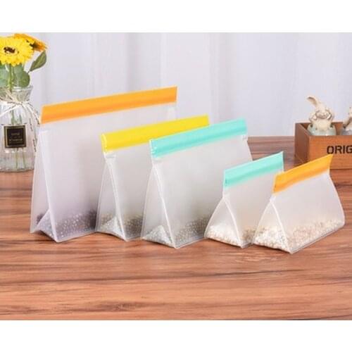 10pcs Food Storage Bags Color Self Sealing Refrigerator Food Packaging Bag Zip Pouch Silicone Kitchen Containers Leakproof Pack