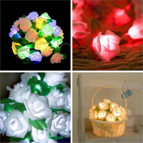 20 LED Rose Flower String Luces Leds Decoration Fairy Lights Wedding Home Valentines Day Event Party Garland Decor Luminaria