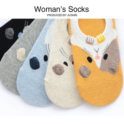 Stereo CAT Invisible Short Woman Sweat summer comfortable cotton girl boat socks ankle low female hosiery 3pair=6pcs XG19