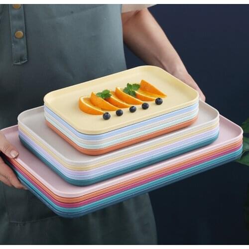 3Pcs Nordic Multi-function Rectangular Fruit Dessert Plastic Storage Tray Restaurant Tray Kitchen Supplies Home Kitchen Tool