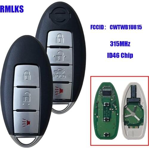 RMLKS 315Mhz ID46 Chip PCF7952 Chip Smart Card Auto 3 4 Button Remote Smart Key Fit For Nissan Sunny FCC CWTWB1U815