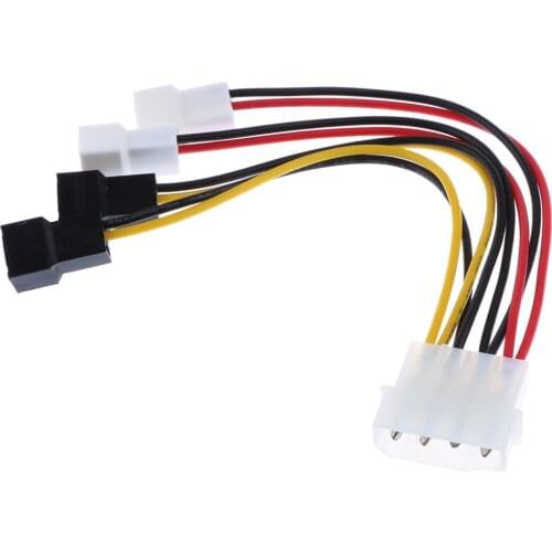 4 Ways PC Computer Fan Cable Splitter Power Supply Cord Wire Converter Adapter, SATA 4 Pin to 3 Pin Connector, 12V
