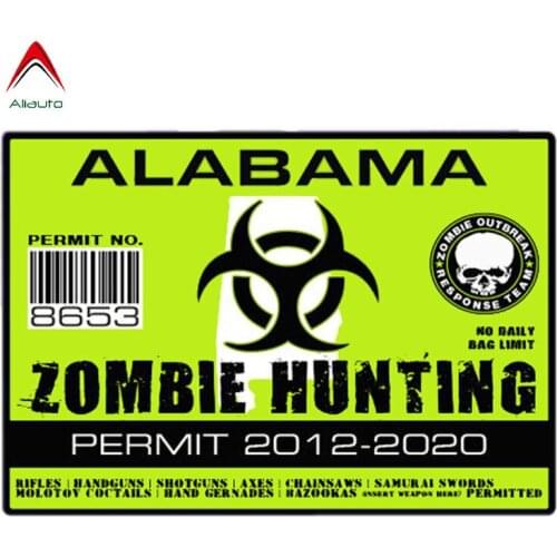 Aliauto Car Sticker Alabama Zombie Hunting Reflective PVC Decal for Mercedes Honda Toyota Volkswagen Renault Opel Seat,13cm*9cm