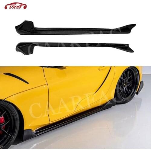 Carbon fiber Car Bumper Side Skirts Apron For Toyota Supra 2019 2020 Side Skirts Apron Lip Spoiler FRP Black Car Decoration