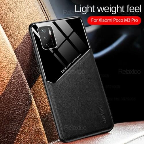 Car Magnetic Holder Leather Texure Pixleglass Phone Case For xiaomi Poco m3 pro x3 m 3 f3 Soft Silicone Bumper Shockproof Coque