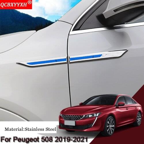 Car Styling Car Side Leaf Plate Decoration Sequins Leaf Board Side Label Stickers Auto Accessories Fit For Peugeot 508 2019-2021