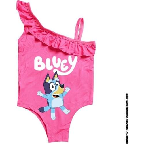 Bingo bluey Toddler Swimsuit Girls Bikini Print Swimsuit One Piece Swimwear Kids Summer Beach Wear Childrens Bathing Suit Girl