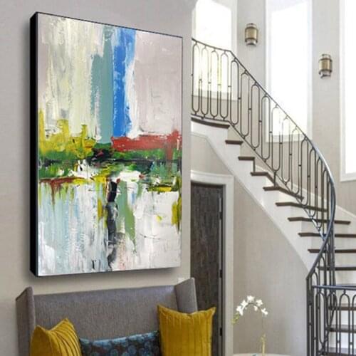 Huge Gold Leaf Picture Art Hand Painted Modern Abstract Oil Painting On Canvas Wall Art For Living Room Home Decoration No Frame