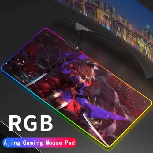Fate/Grand Order Anime Girl RGB Colorful Gaming Large FGO Mouse Pad Gamer Led Computer Mousepad PC Desk Play Mat with Backlit