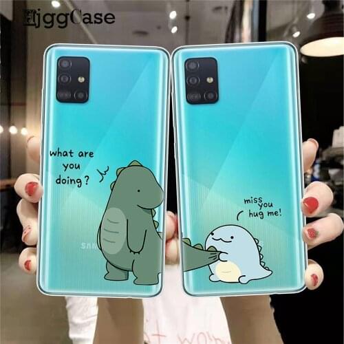 Cute Cartoon Animal Dinosaur Couple Phone Case For Samsung A51 A71 A50 A70 A10 A20 A30 A40 A21s A01 A11 A31 A41 A6 A8 Plus 2018