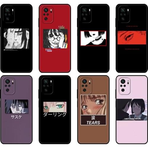 Black tpu Case For Xiaomi Redmi 9T Case Redmi Note 9T Note 10 Pro Case Sad Japanese Anime Aesthetic Custom