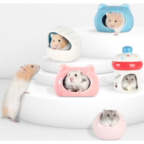 Four Seasons Universal Hamster Nest Ceramic Nest Golden Bear, Chipmunk, Hedgehog Bite-proof Shell Nest Small Animal Accessories