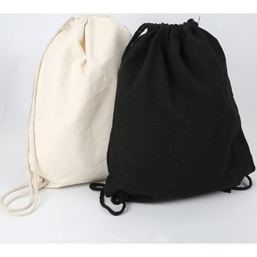 ISKYBOB Canvas bag shoulders drawstring bundle pockets custom creative shopping student backpack bag cotton Pouch