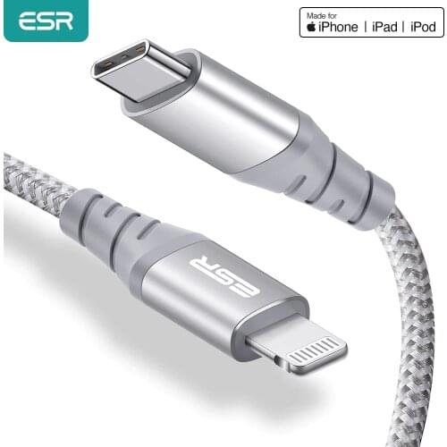 ESR 30W PD Cable USB C to Lightning MFi Certified Fast Charging Cable for iPhone 11 Pro X XR XS Max Type C Data Cable for iPad