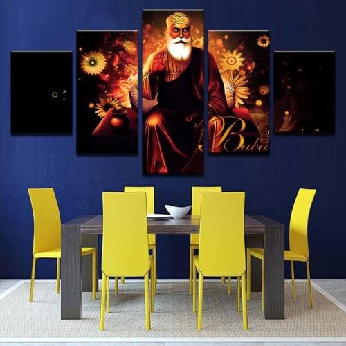 Canvas Painting For Living Room Posters Frame 5 Pieces HD Printed India Tibetan Buddhism Guru Nanak Wall Art Pictures Home Decor