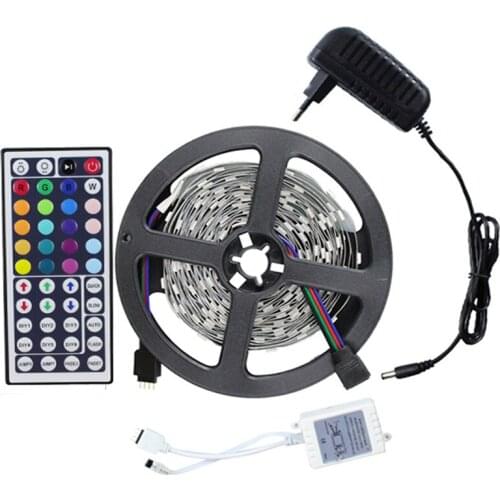 5M Led Strip Light Kit 5050 Non-waterproof RGB+DC Connect/IR Remote Controller+12V 2A Power Supply Flexible Ribbon Led Tape