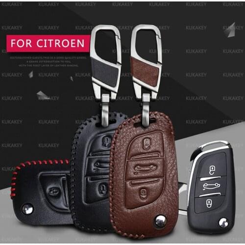 Leather Car Key Cover with Key ring Holder For Citroen C2 C3 C4 C5 C4l Xsara Picasso Berlingo Car Interior Accessories