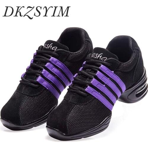 DKZSYIM Sneaker Dance Shoes with air cushion Women/Men Black Ballroom Dance Shoes Lace-Up Comfortable High Quality Wholesale