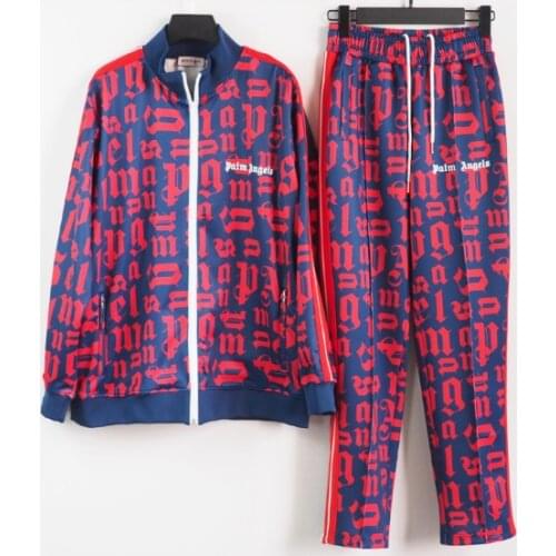 Palm Angel 22SS Mens and Womens Couples Letter Pattern Fashion Casual Sports Jacket Sports Pants Sports Suit Boyfriend Gift