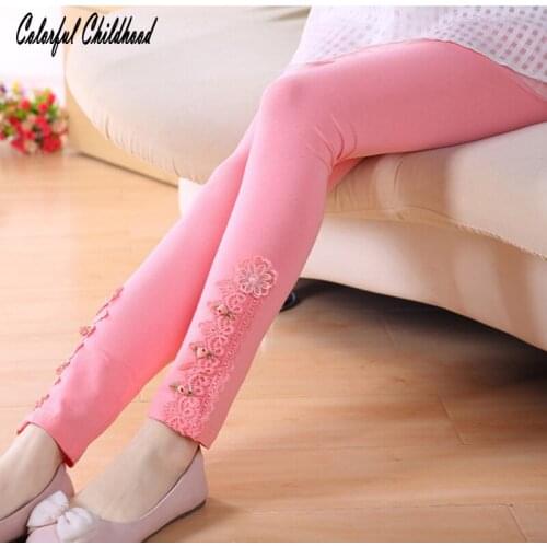 Cute Spring Autumn Toddler girls lace comfortable leggings school girls Leggings 3-12yrs big kids pants cotton children clothing