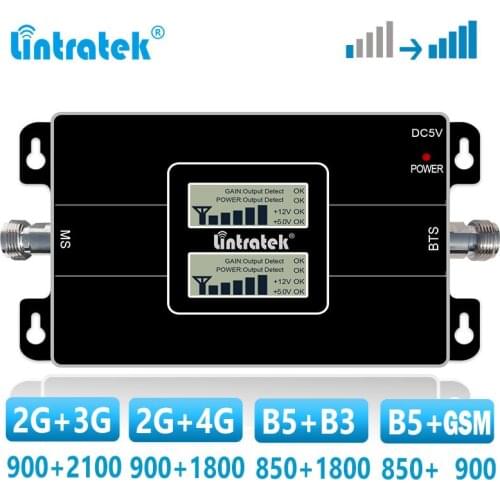 Lintratek Dual Band Repeater 2G 3G 4G GSM Cellular Amplifier 900 1800 2100 850 MHz LTE Signal Booster CDMA B5 UMTS WCDMA DCS