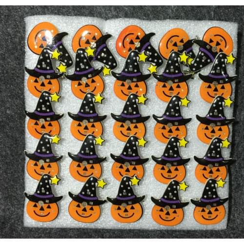 Fashion LED Light Glowing Blinking Women Kids Brooch Pins Halloween Ghost Festival Pumpkin Brooches Christmas Halloween Gift