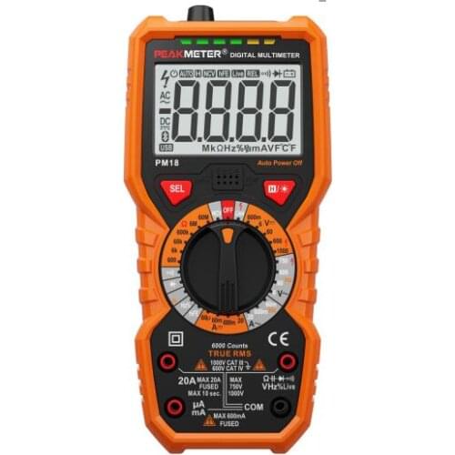 PM18/PM18C Multimeter Digital Multimtro True RMS AC/DC Voltage Current Resistance Capacitance Frequency hFE NCV Tester