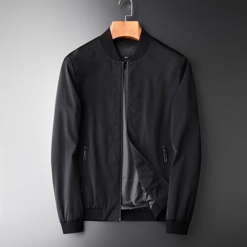 Male Jacket Shoulder Placket Embroidery Baseball Collar Mens And Coats Fashion New Slim Fit Black Jackets Man