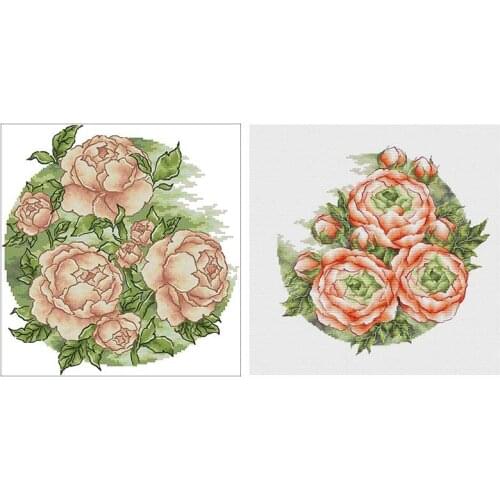 Two-color peony patterns counted 11CT 14CT 18CT Cross Stitch Sets DIY Chinese Cross-stitch Kits Embroidery Needlework