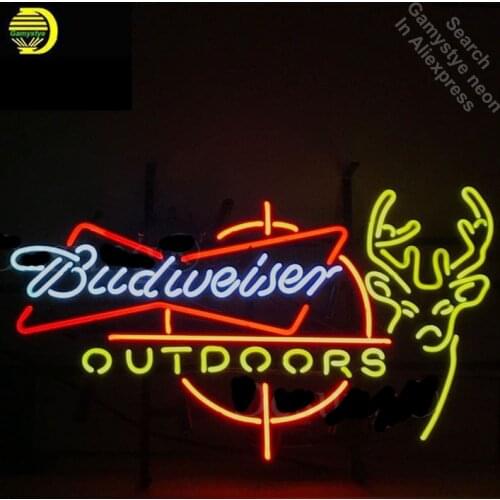 Budweise Beer Outdoors Deer Neon Sign Restaurant neon bulb Sign neon lights Sign LOGO glass Tube Handcraft Iconic Sign Display